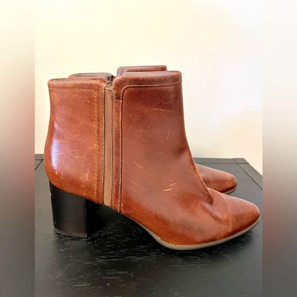 Rockport Total Motion Leather Ankle Booties - Lynix Tan Boots 9.5